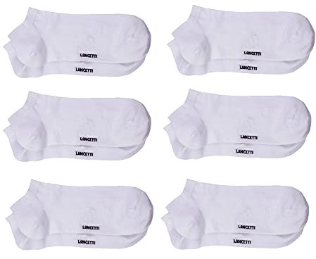 LANCETTI - 6 Paia Calzini Corti Bambino, Fantasmini in Cotone Filo di Scozia per Bimbo, Bianco, 23-26 (2-4 anni)