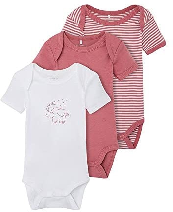 NAME IT Unisex Baby Nbnbody 3p Y/D Core Noos Schlafanzug, Mesa Rose, 74 EU