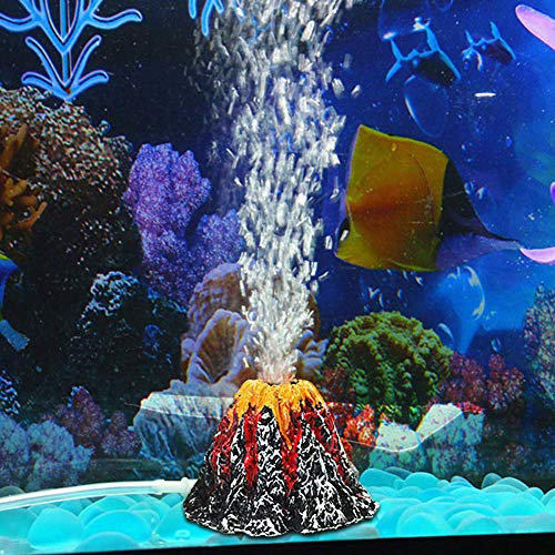 Kisbeibi Aquarium-Vulkan mit Luftstein-Bubbler, realistischer Fischtank, Vulkan-Blasenhersteller, fügen Sie mehr Sauerstoff hinzu, tolle Ergänzung für Aquarien (Größe: S (7 x 5 x 3,7 cm)