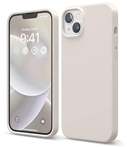 elago Cover Silicone Liquido Custodia Compatibile con iPhone 14 Plus Case (6.7), Silicone Premium, Protezione - Cover Antiurto a 4 Strati, Custodia in Morbida Microfibra Antigraffio (Pietra Beige)