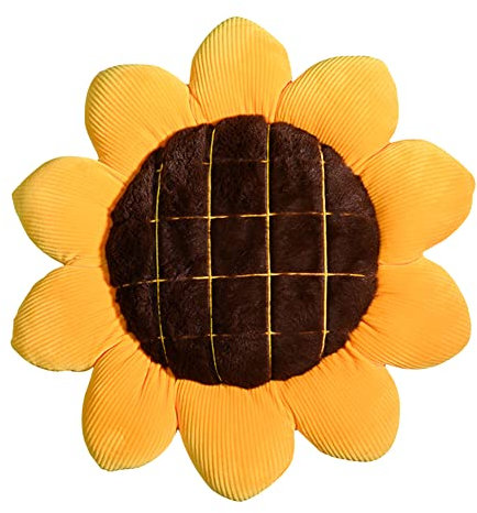 JAWSEU Sunflower Dekokissen, Blumenkissen, Sonnenblumenkissen Sitzkissen Kinder, Sonnenblumen Boden Kissen Plüsch, Haustierkissen Heimdekoration für Zuhause