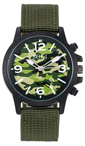 Avaner Herren Uhren Armbanduhr Sport Camouflage Zifferblatt Quarz Uhr Herrenuhr Nylon Armband Analog Uhr für Männer
