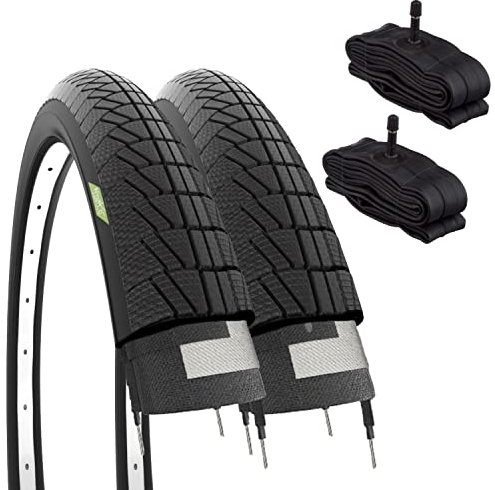 ECOVELO 2 neumáticos 2 Cubiertas de 20 x 1,75 (47-406) + cámaras, Adultos Unisex, Negro, 20 X 1.75