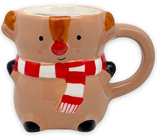 MIK funshopping Weihnachtstasse | Hochwertige Keramik-Tasse mit weihnachtlichem Design | Ideal für Heiß- & Kaltgetränke | Rentier 300ml mit Trinkschokolade