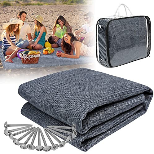 YZNAHRE Outdoor Campingteppich Vorzeltteppich Zeltteppich inkl. Heringe und Tragetasche, 300x600cm HDPE Camping Teppich für Draußen Wohnmobil Zelt, Robust und Waschbar