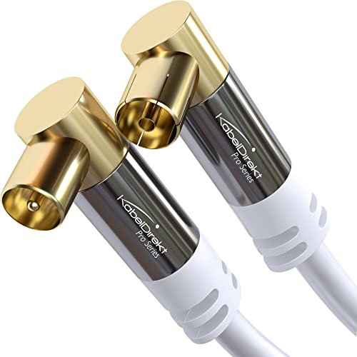 KabelDirekt – Cable Antena TV 4K, Cable Coaxial – 90° acodado – 2m – TV digital y analógico – Disponible en 0,5-20m (Enchufe acodado/Toma acodada, para DVB-C/DVB-T/DVB-S, blanco)