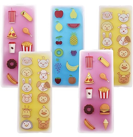 Kühlakkus für Kühler, Kühlakkus für Lunchboxen, Kühlakkus, Lunch-Tasche, hält Lebensmittel kalt, coole Drucktaschen-Designs, ideal für Kinder oder Erwachsene, Lunchbox und Kühler (5 Stück (15,7 x 6,5