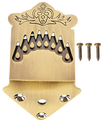 8 String Mandolin Tailpiece Metal Bronze Color Mandolin Tailpiece Replacement Part with Feather Pattern