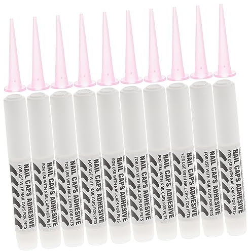 POPETPOP Pet Adhesive Glue Kit Cat Nail Glue Pointed Tips 10 Pieces Easy Application Protection