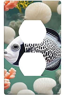 Cubierta de pared de peces tropicales blancos, placa de pared decorativa, tamaño estándar de 4.5 x 2.76 pulgadas, ideal para zonas residenciales y comerciales.