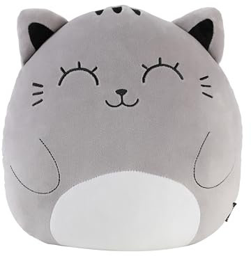 I-TOTAL ® - Dekokissen für Kinder/Wohnzimmer, Flauschiges Stoffkissen in Form (Grey CAT)