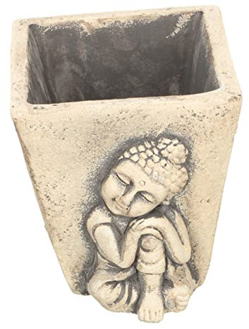 STOBAZA Pot De Fleurs Bouddha Ciment Jardinière Succulente Créative pour Décoration Intérieure Et Extérieure Pot À Plantes Original Tête De Bouddha