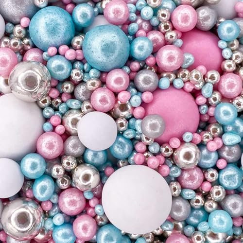 Scrumptious - Pearls Mix - Twinkle Unicorn - Cake Topper Sprinkles - 30g Edible Shimmer Ball Cupcake Decorations - Perfect for Weddings, Christenings & Parties