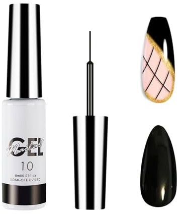 MrCuvaryas Schwarz Gel Nagellack Liner, Farbe Gel für Nägel für French Nail Art Nageldesign, UV Shellac Gel Polish für Nagel Design, Gel Farben für Fineliner, Gel Nagellack für Frauen Home DIY Salon