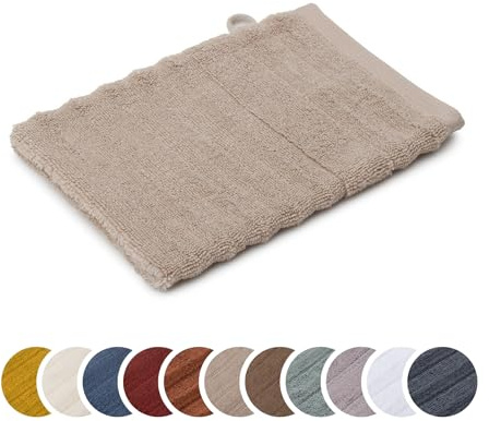 liebling Waschhandschuh Luxus Bio Baumwolle, Serie Marseille, 770 gr. / m², 16 x 21 cm, Ökotex, 60 Grad, saugstark, schnelltrocknend, Farbe: Taupe