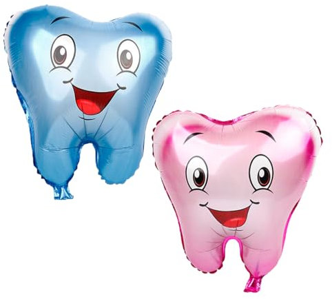 2 Stück Zähne Luftballons, XXL Smile Zahn Geformt Ballons, Zahnfee Geschenke für Jungen und Mädchen, Zahn Ballon Dekoration für Kindergeburtstag Parteien, Gender Reveal Party, BabyParty