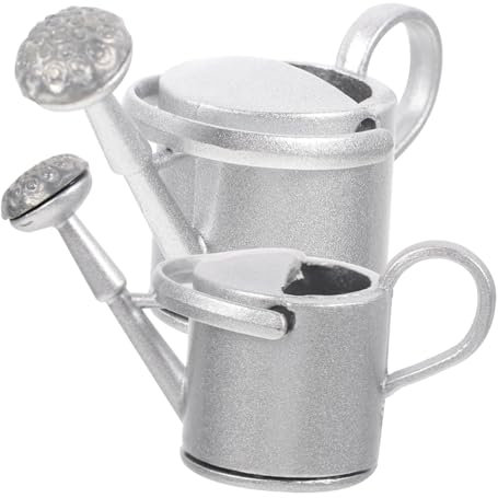 BESTonZON 2 Piezas regadera de hojalata regaderas Watering Can decoración de casa de muñecas Mini regadera Juguetes pava Juguete Educativo Cosas en Miniatura galvanizado Accesorios Jarra
