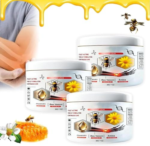 3 Stück Bee Venom Creme, Todahof Bienengiftsalbe Gegen Schmerzen, Bee Venom Pain Cream, Gelenk Behandlungscreme, Bee Venom Pain Cream