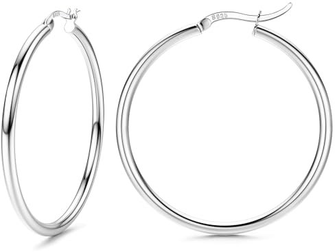FIOROYAL Creolen Silber 925 für Damen Ohrringe Silber 925 Creolen Hypoallergene Große Mittelgroß Kleine Ohrringe Creolen Hoop für Mädchen 40MM