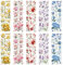 WANDIC 10 Blatt Transfer-Aufkleber, gemischte Blumen-Aufkleber für Bastelarbeiten, Scrapbooking, Fotoalben, Möbel, 30 x 9,9 cm