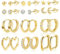 ASH'S CHOICE Gold Set, 12 Paar Multipack Creolen und Ohrstecker, Silber 925, Hypoallergen, 30 g, 14-karätiges Gold, Zirkonia, Oval, Herz, Kugel, Stern, Mond, für mehrere Ohrlöcher