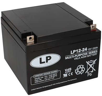 Bleiakku 12V 24Ah AGM Batterie NSA LP12-24 T3 mit VdS Aussengewinde passend für Notstrom USV 26Ah 25Ah 28Ah u.a.