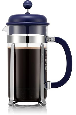 BODUM 34oz Caffettiera French Press Coffee Maker with Reusable Stainless Steel Filter, BPA-Free Plastic Carafe, Midnight Blue