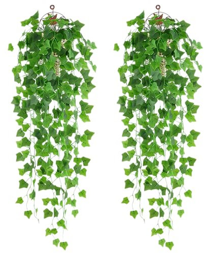 DabbOo 2 Pezzi Piante Pensili Artificiali 80cm Pianta Artificiale Sospesa Plastica Piante Finte Cadente Simulazione Pianta Appesa Edera Verde per Casa Festa Giardino Interni Esterni Decorazione