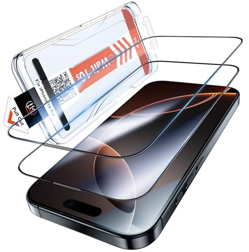 LK 2 Pack for iPhone 16 Pro Screen Protector, 2 Pack HD Tempered Glass Film, Auto Dust-Elimination Installation Tool, No Bubbles No Dust Anti-Scratch, 9H+ Hardness, Full Coverage Protection