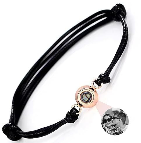 Easycosy Erinnerung An Verstorbene- Personalisiertes Projektion Armband mit Foto im Stein, Foto Armband mit Bild Schwarzweiß-Effekt, TrauerGeschenk für Andenken An Verstorbene Hunde Katze
