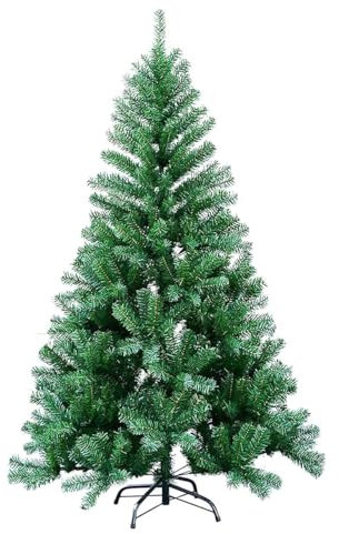 Xmas Tree, Artificial Christmas Tree, Realistic Green Pine Branches, with Metal Stand, Easy to Assemble, Indoor and Outdoor Christmas Decoration ((150cm) 5ft)
