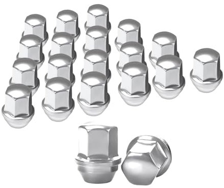 MEILUNBS M14 x 1,5 große Eichelsitz-Radmuttern, geschlossenes Ende, einteilig, für Grand Cherokee, Mustang, Camaro, Wrangler, RAM 1500, Chrom, 20 Stück