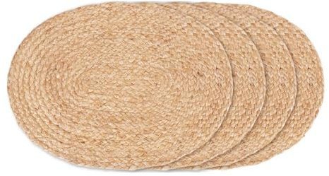 EPIKASA Set di 4 Sottopiatti Bombay, Juta, Marrone, 45x35x0,5 cm