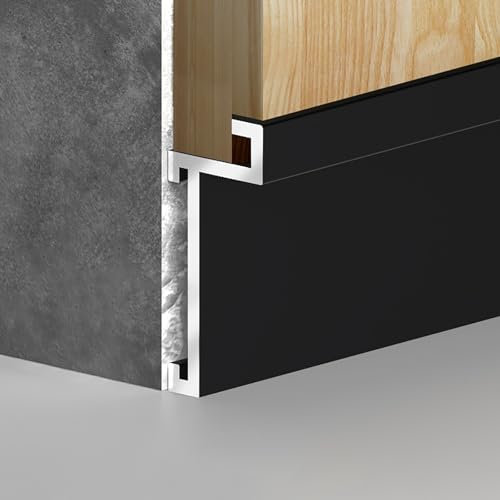 Raouoae Prodotti In Alluminio Anodizzato Eleganti - Battiscopa 125cm Per Interni (2 Pezzi) Ideale Per Pavimenti In Parquet, Laminato E Vinile, Profili Per Bordi Decorativi E Protettivi(Stil: A)