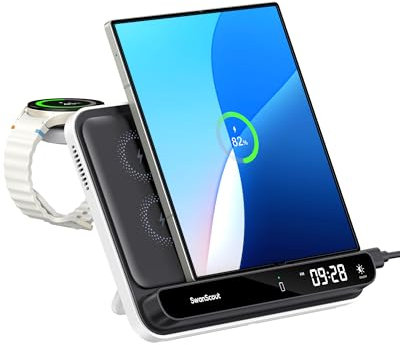 SwanScout Charging Station for Samsung Z Fold 7, 30W Fast Wireless Charger for Samsung Z Fold 6/5/4/3/2/1, for Galaxy Watch 7/Ultra/6/5/4/3, SwanScout 710FS