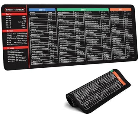 Excel Shortcuts Mouse Mat,Excel Shortcuts,Excel Mouse Pad with Anti-Slip Base,Excel Mouse Mat,Excel Shortcuts Mousepad,Multifunctional Gaming Mousepad (80x30x0.2cm)