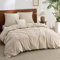 BEDSURE Bettwäsche 220x240 Baumwolle 3teilig - Bettwäsche-Sets Hazeltaupe Bettbezug mit 2 Kissenbezüge 80x80 cm, Ähnliche Textur wie Washed Leinen, Oeko-TEX Bedding Braun mit Reißverschluss