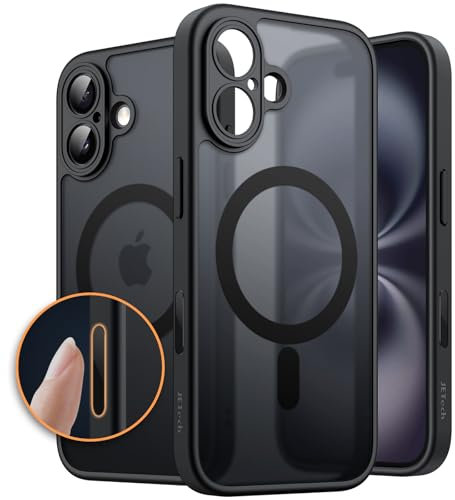 JETech Magnetic Case for iPhone 16 6.1-Inch with Camera Control Button, Compatible with MagSafe, Translucent Matte Back Slim Shockproof Phone Cover (Black)