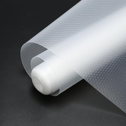 Jiubiaz Schubladenmatte, 60x500cm Antirutschmatte Schubladen Transparent Schubladenmatte, Schrankpapier abwaschbar, Zuschneidbare Folie, für Regale Schränke Schubladen Kühlschranke