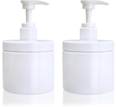 Hokretme Lot de 2 distributeurs de pompe de 600 ml, flacons à pompe rechargeables en plastique, grande ouverture, sans BPA, flacons à pompe vides, pour salle de bain, distributeur de douche pour
