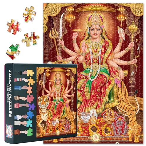 Durga Mata 1000-Piece Jigsaw Puzzle for Adults -Hindu God 50x70cm Collectible Mythical Art, Challenging Wall Decor for Home & Sophisticated Meditation Yoga Room Decor