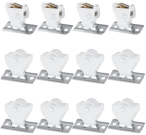 AHANDMAKER 4 Set Cord Lock Mechanism, 3 Line Idler Pulley Swivel Type Blinds Lock Replacement Brackets Roman Shade Hardware Kit for Roman Woven Wood Shades and Bamboo Window Covering