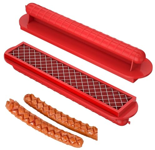 Multifunktionaler Hot-Dog-Schneider – Wurstschneider für Grill, Camping, tragbares Küchenwerkzeug | perfekte Abmessungen, roter Ritzschneider, Schinkengrillen, Outdoor-Kochzubehör, lustiges Gadget für