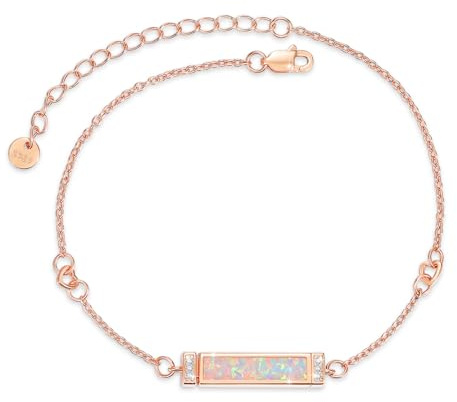 CRWENG Opal Armband 925 Sterling Silber Roségold mit Weißem Opal Zirkonia Eleganter Armreif als Feiner Alltagsschmuck Damenschmuck Geschenk für Frauen