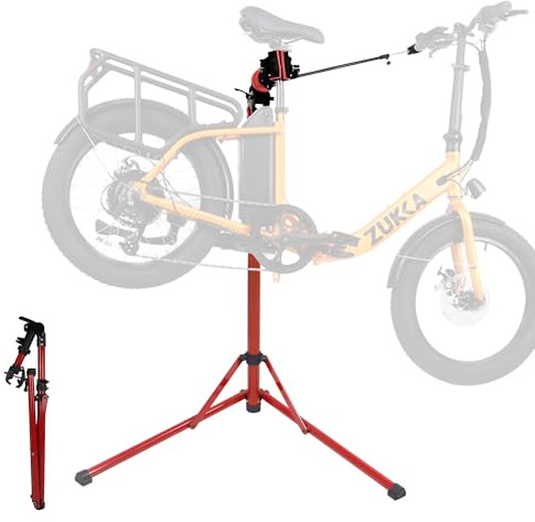 ZUKKA Fahrrad Montageständer Belastbar bis 59kg/132 Pound für Mountainbikes,Elektrofahrräder mit drehbare Kopf, höhenverstellbares tragbares Fahrrad mit Schnelllösevorrichtungen 360Ḟ drehbar (Rot)