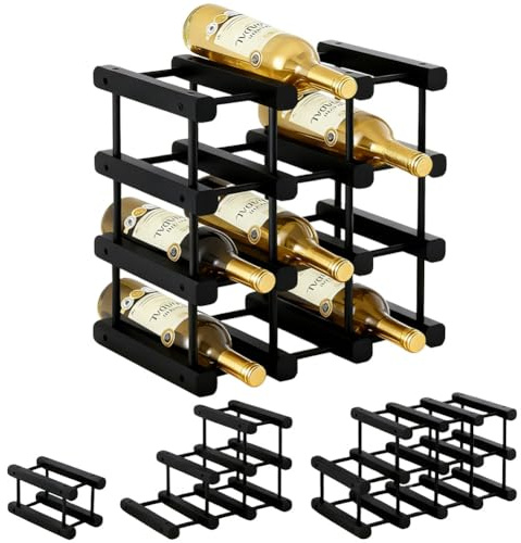 Liwankaqi Wooden Wine Rack 12 Bottles 4 Tier Expandable Countertop Display