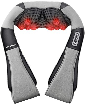 MalTec Nackenmassagegerät Rücken Nacken Massagegürtel mit Wärmfunktion MAX-Comfy 2000 Erwärmung ergonomisches Design
