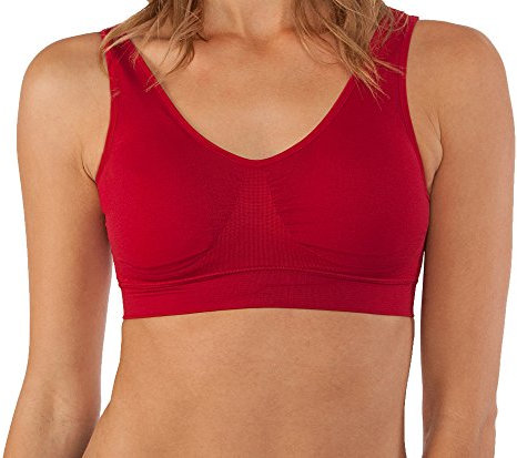 Fabio Farini - Sport BH Bustier nahtlos 1er und 3er Pack Seamless ohne Bügel, bügellos Größe M, Farbe Rot