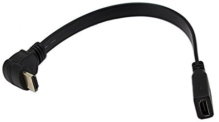 Cable de extensión HDMI de alta velocidad, A hembra a cable macho con ángulo de 90 grados, 30 cm, cable plano, de CERRXIAN.