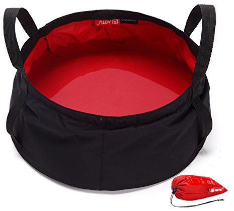 Rayami Bassine multifonctions légère portable pliable pour stockage de l'eau Étui de transport Sac à poignée pour extérieur Voyage Camping Randonnée Pêche 8,5 L Bleu Vert Rouge, Red